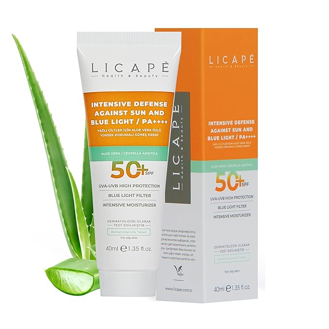 LICAPE® Sunscreen for Face SPF 50+, Aloe Vera Infused, Lightweight Skincare for Oily Skin, 40ml