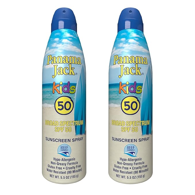 Panama Jack Kids Sunscreen Spray - SPF 50, Broad Spectrum UVA/UVB Protection, Hypo-Allergenic, PABA, Paraben, Gluten & Cruelty Free, Water Resistant (80 Minutes), 5.5 OZ (Pack of 6)
