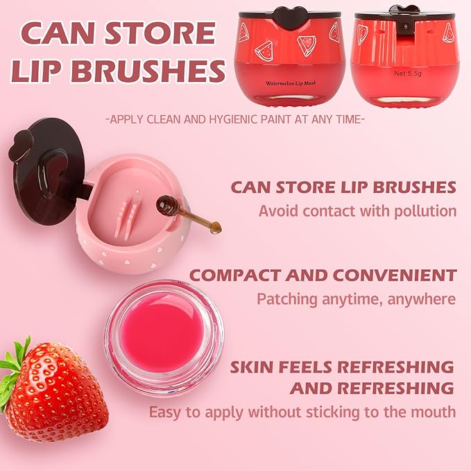 4 PCS Bee Lip Balm Lip Mask Honey Pot, Prevention Lip Dry Set, Strawberry & Watermelon & Apple Lime & Honey Lip Sleeping Mask Propolis Moisturizing Lip Balm, Mothers Day Gifts,Easter Basket Stuffers