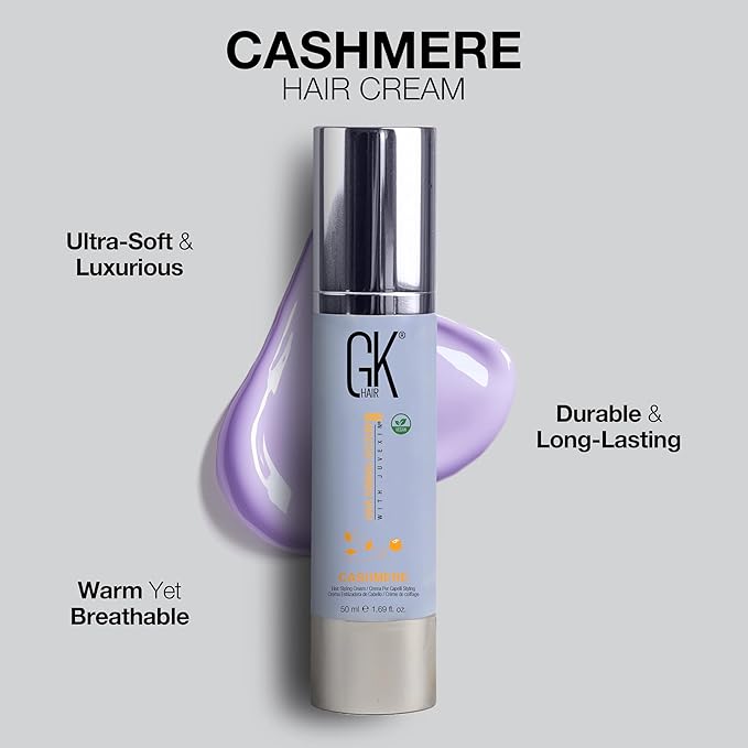 GK HAIR Cashmere Hair Cream 1.69 Oz – Smoothing & Shine Styling Cream with Argan Oil, Anti Frizz Hair Cream for Soft, Silky & Manageable Hair, Lightweight Styling Cream for All Hair Types