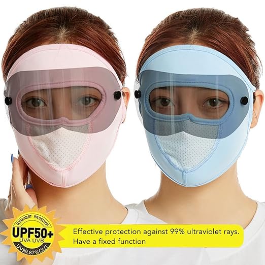 4 Pcs Full Face, Womens Sunscreen Face Veil, Tinted Moisturizers Multifunctional Ice Silk Face Veil Full Face for Hiking Tinted Moisturizers