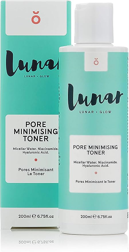 Pore Minimizing Toner by Lunar Glow, containing Niacinamide & Hyaluronic Acid 6.8 Fl Oz / 200ml