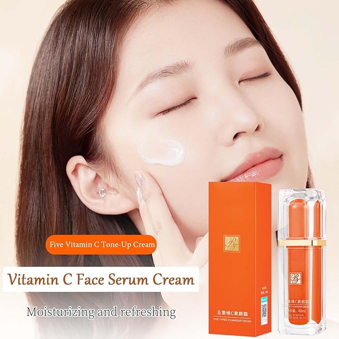 Vitamin C CC Cream Foundation Full Coverage, Vitamin C Cream Colour Correcting Adjusting, Face Serum Moisturizer Even Skin Tone BB Cream Refine Skin Texture (Natural Light)