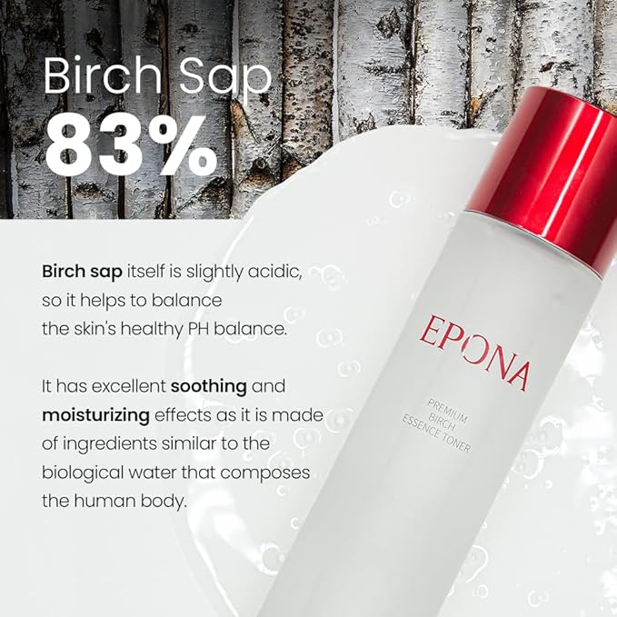 Epona Facial Toner, Premium Birch Essence Toner Birch 83%, 150 ml Hypoallergenic Sensitive face Toner to Cleanse, Recondition and Purify Skin, Non-Comedogenic, Quick-Absorbing