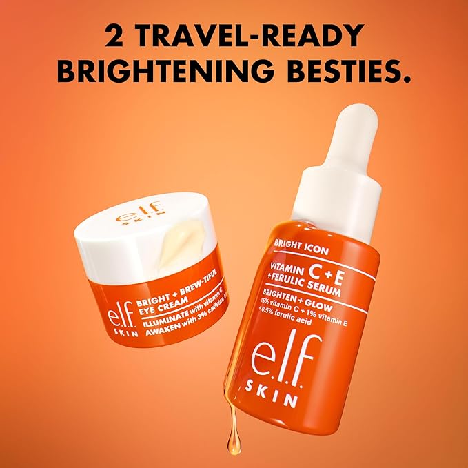 e.l.f. SKIN Brightest Besties Duo, Travel-Sized Skincare Set, Brightening Face Serum & Vitamin C Eye Cream, Boosts Radiance, Depuffs & Evens Skin Tone, Vegan & Cruelty-Free