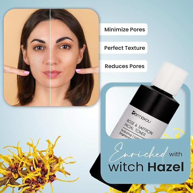 Facial Toner with Saffron & Rose Water | Cleansing, Hydrating, Calming, Brightening | Removes Dirt & Oil | Fights Acne, Clears Pores | Alcohol-Free Toner for a Refreshed, Beautiful Look | 4 oz