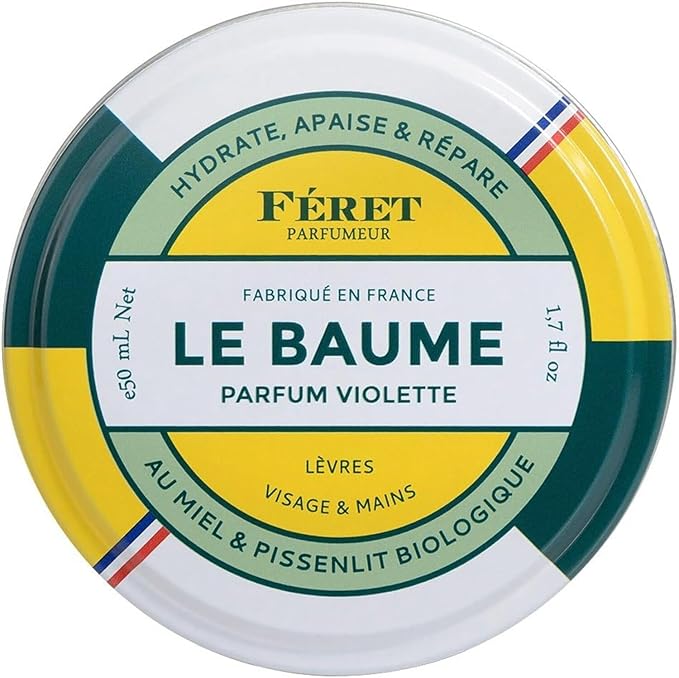 Feret Parfumeur Le Baume Multi-Purpose Balm – Violette – Deeply Hydrating Moisturizer for Dry Cracked Skin, Lips & Cuticles - Natural Lip Balm with Shea Butter & Honey -Made in France - 50ml/1.7 Ounce
