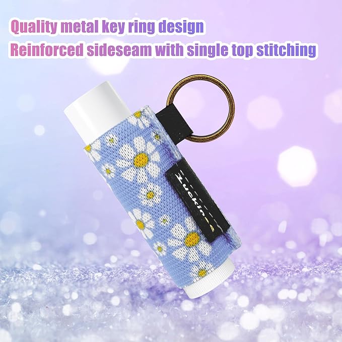 3PCSLip Balm Holder Keychain Lip Gloss Keychain Holder Lipstick Holder Lip Balm Pouch Keychain Compatible with ChapStick, Burt's Bees, Christmas Stocking Stuffers