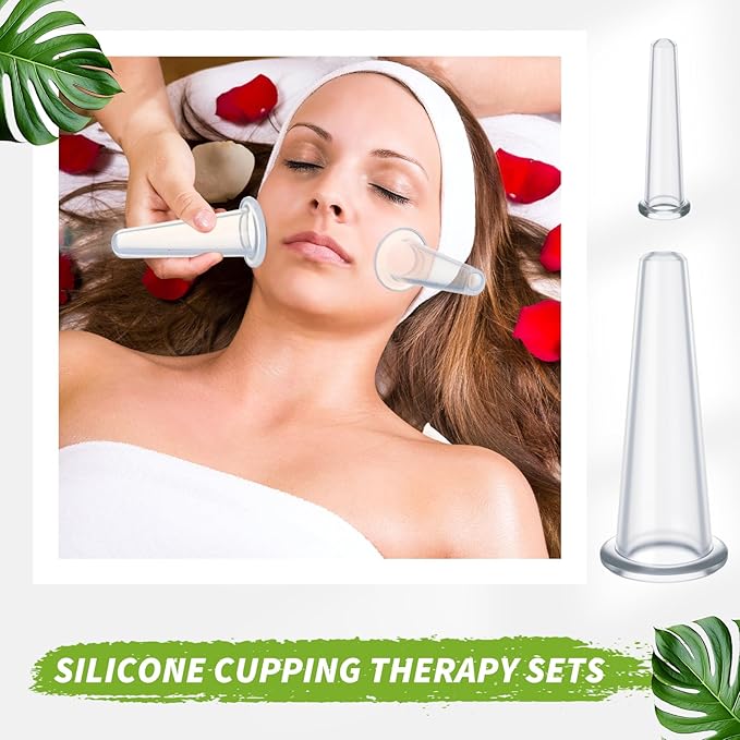 4 Pcs Face Cupping Set, Facial Cupping Set for Face and Eye Massage, Silicone Massage Vacuum Anti Aging Beauty Tool Facial Care(Clear)