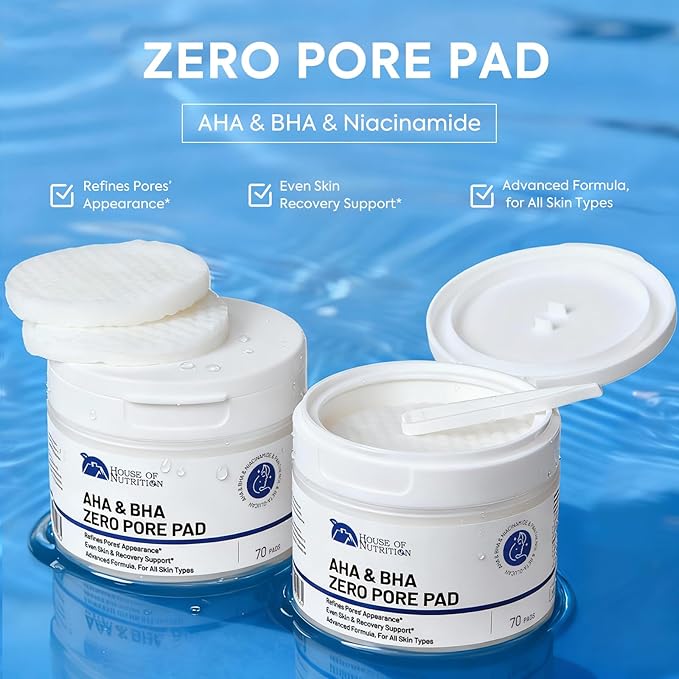 Glycolic Acid Pad with AHA & BHA, Exfoliating Toner Pads for Face – Zero Pore Refining Pads for Skin Texture, Oil Control, Acne, Dark Spots & Gentle Resurfacing, 70 Pad