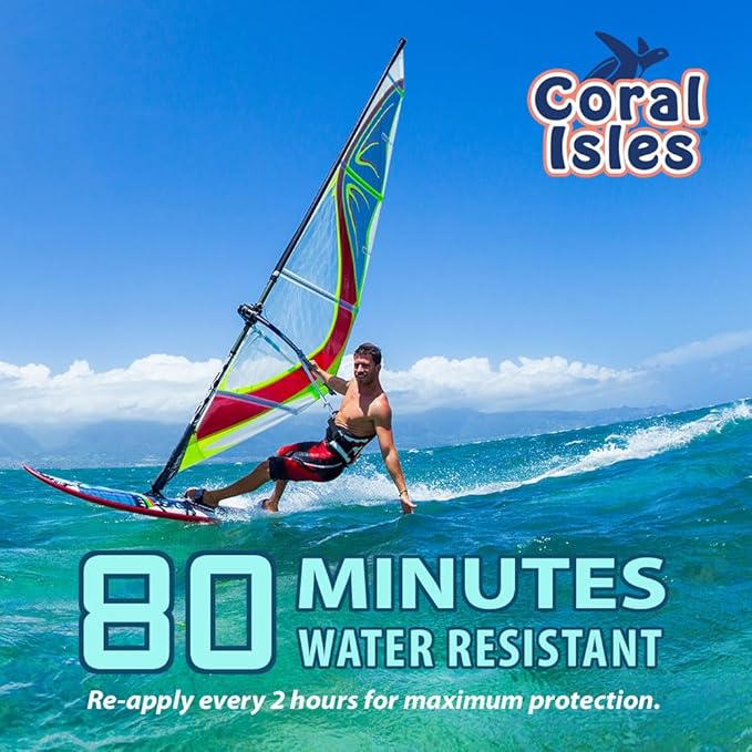 Coral Isles by Rocky Mountain Sunscreen | SPF 50 Lotion | Broad Spectrum UVA/UVB Protection | Hawaii Reef-Safe Act Compliant | Oxybenzone & Octinoxate Free | Water Resistant 80 Min. | 128 Fl Oz