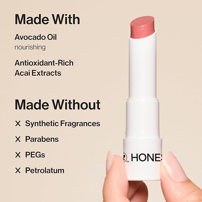 Honest Beauty Moisturizing Vegan Tinted Lip Balm, Antioxidant-Rich Acai Extracts, Avocado Oil, Paraben and Cruelty-Free, Fruit Punch
