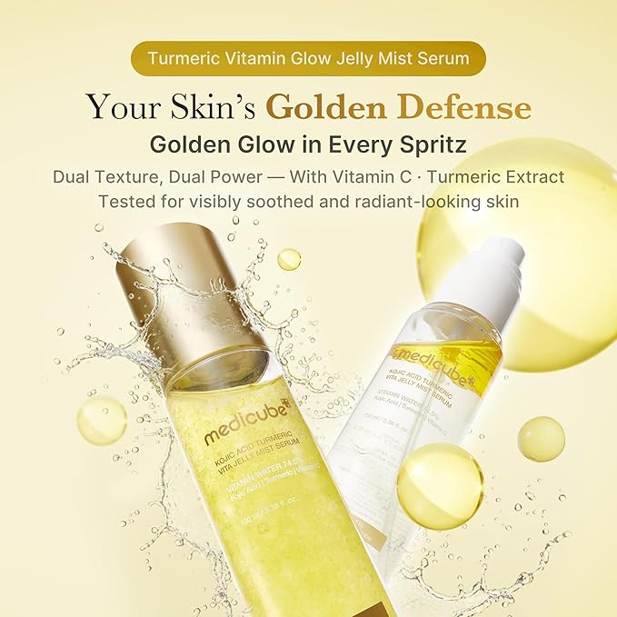 medicube Jelly Mist Serum Duo: Pink PDRN Collagen and Kojic Acid Turmeric Gold Jelly Mist | Mix & Match Hydration, Calming & Radiance Care