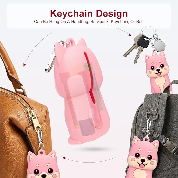 BrainKer Chapstick Holder Key Chain Cute Cartoon Design Lip Balm Holder Keychain Storage Bag Silicone Lip Gloss Holder Case
