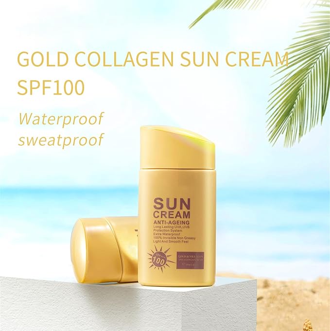 Anti Aging Sunscreen SPF 100 for Face and Body, Sun Screen Protector Walerproof, Non Greasy, Light and Smooth Feel Sunscreen Lotion Moisture Sun Cream, Beach Essentials for Women (SPF 100)