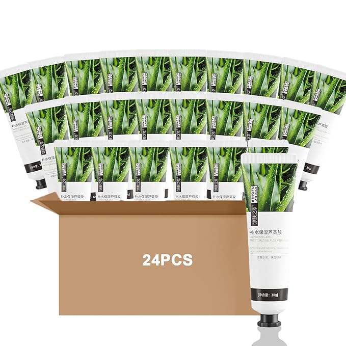 Travel Size Aloe Vera Gel for Face, Hair & Skin - 99% Pure Aloe Vera Gel for Sunburn Relief, After Sun Skin Care Relief, Bulk Soothing Hydrating Aloe Gel for All Skin Types, 30g x 24 Pack