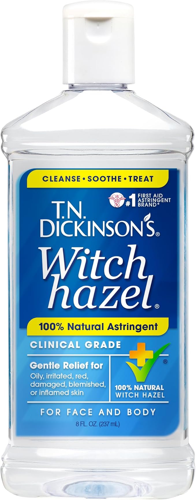 T.N. Dickinson's Witch Hazel 100% Natural Astringent 8 fl oz and Soothing Cleansing Cloths 25 Count