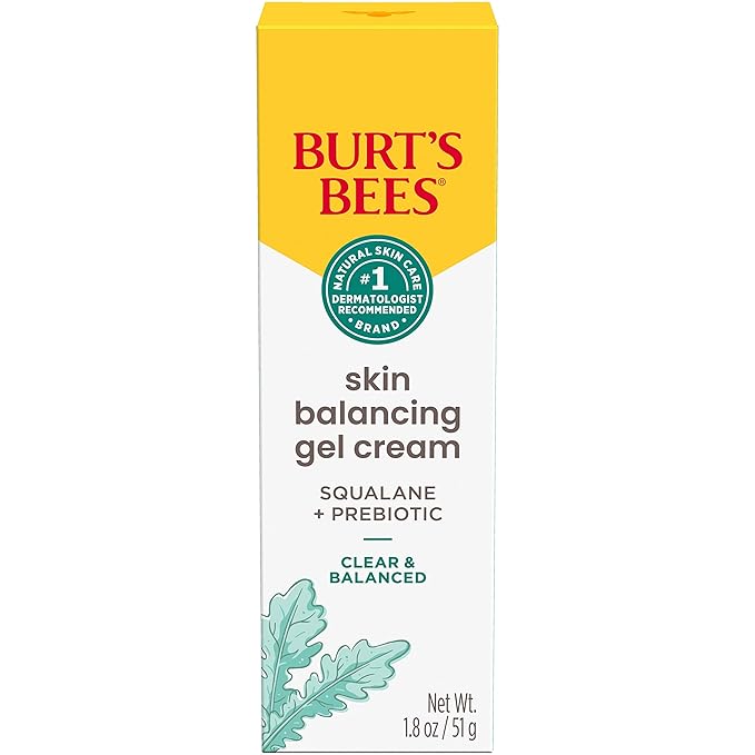 Burt's Bees Clear and Balanced Skin Balancing Gel Cream With Squalane and Prebiotic, Gel Moisturizer for Breakout-Prone Skin, 99 Percent Natural Origin, 1.8 oz. Bottle (Pack of 4)