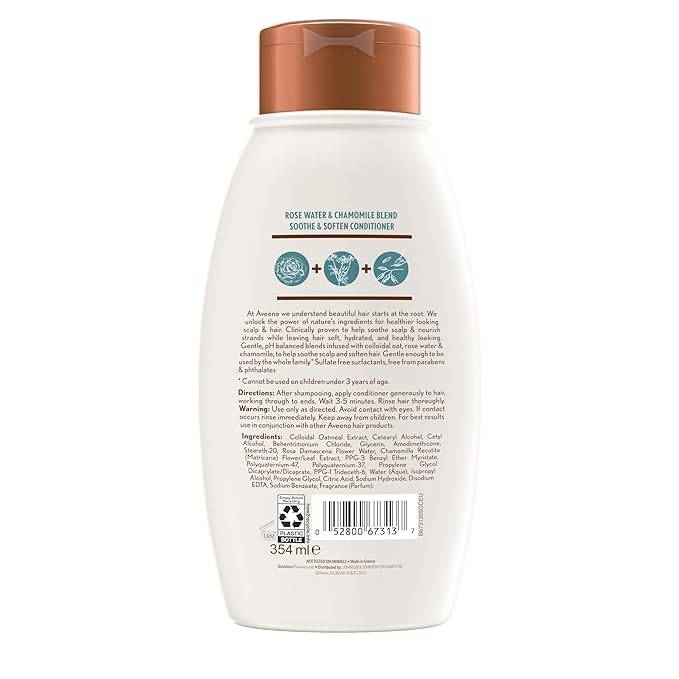 Aveeno Scalp Soothing Rose Water and Blend Conditioner, chamomile, 12 Fl Oz