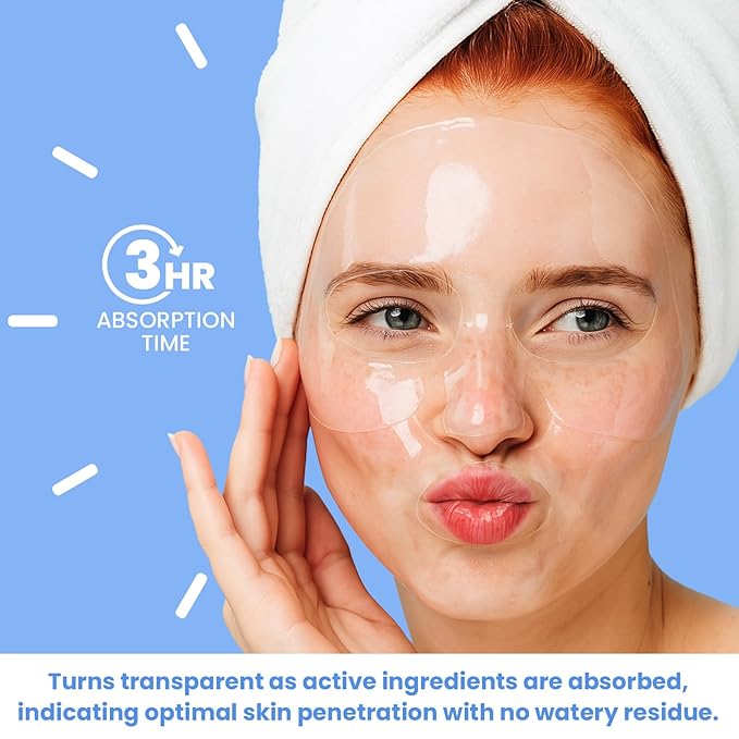Hyaluronic Acid & Collagen Face Mask Overnight, Hydrogel Hydrating Facial Mask, Moisturizing & Tightening Low Molecular Solution, Collagen Skincare, Face Care & Self Care for Women 34g*4ea