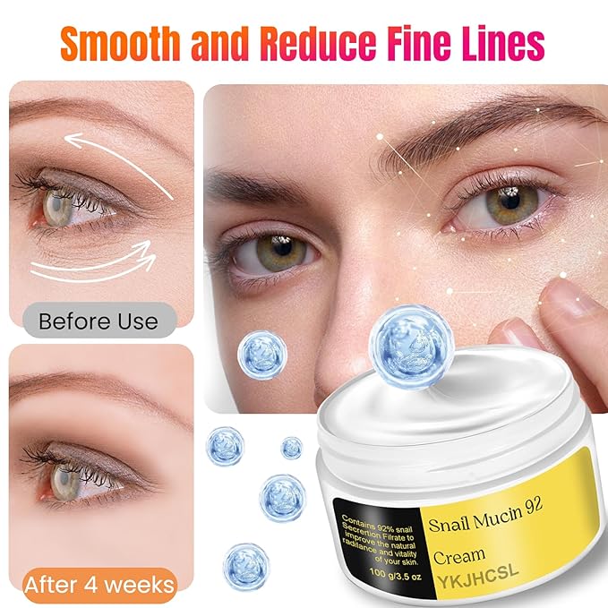 Snail Mucin Repair Cream, Face Moisturizer Repair Face Cream for Dry Dull Skin & Sensitive Skin, Anti Age Firming Face Cream, Nourish Skin and Reduce Fine Lines, For All Skin