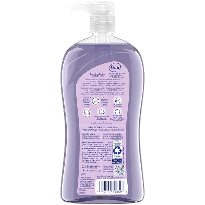 Dial Body Wash, Calm & Soothe Lavender & Jasmine Scent, 32 fl oz (Pack of 2)