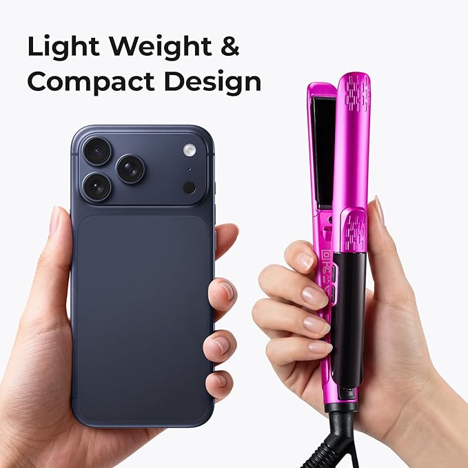 Mini Flat Iron 1/2 Inch with 5 Adjustable Temperatures, Tourmaline Ceramic Small Hair Straightener for Short Hair, Bangs, Beard, Pixie, Edge - Dual Voltage Travel Curling Iron, Auto-Off