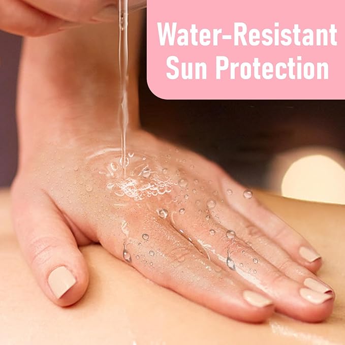 Sunscreen Body Glow Oil, Broad Spectrum SPF 50, Sun Shield, Lightweight Shimmering Gel Texture Absorbs Quickly, Non Sticky, Glowing Results, Rose Gold 4.06 fl oz