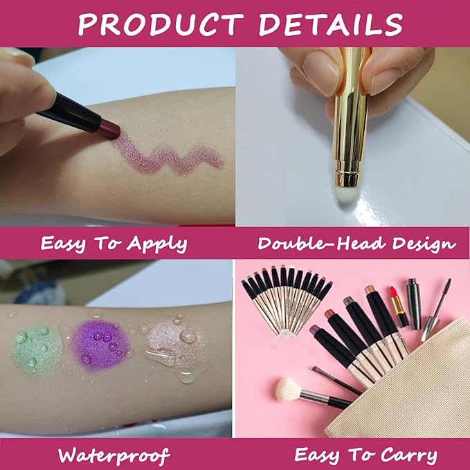 Gold Eyeshadow Stick Cream Shimmer Smooth Eyeshadow Pencil Hypoallergenic Waterproof Long Lasting Eye shadow Highlighter Stick Eye Liner Pen (14# Gold Shimmer)