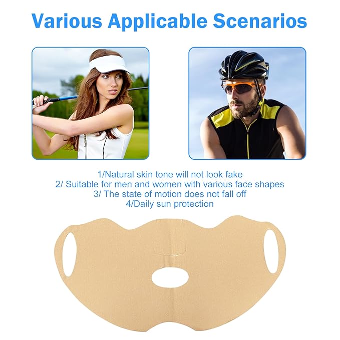 Golf Sunscreen Patch, UV Protection Mask for Face Care, Hydrating Gel Cool Face Mask Lifting Collagen Mask Sun Protection UV Stickers Suitable for Climbing Cycling Outdoor Activities (5-Piece)