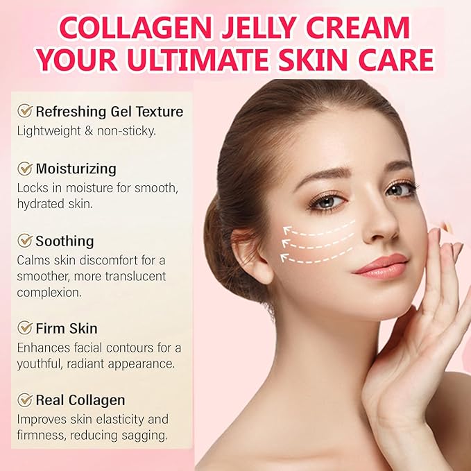 Collagen Jelly Cream,Korean Face Moisturizer with Niacinamide&Freeze-Dried Hydrolyzed Collagen,Glow Hydration & Anti-Aging Skincare for Fine Lines,& Dullness,24 Hour Hydration(3.71 fl.oz.)