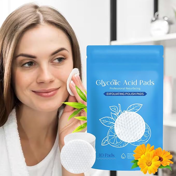10% Glycolic Acid Pads for Oil Control & Skin Refining, 40-Count Exfoliating Toner Pads, Smooth & Clear Skin Solution (2PCS)