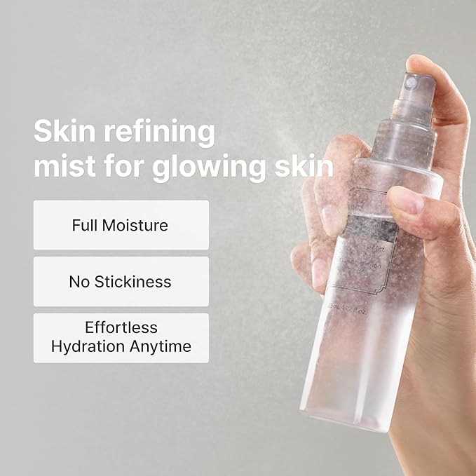 DearKlairs Fundamental Ampoule Mist, 75% Green Tea, Korean Face Toner Spray, Finishing Spray, Dewy Healthy Glow look, Makeup Setting, Lightweight, Fragrance-Free, 4.22 Fl Oz