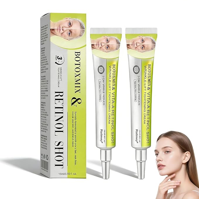 Botoxmix & Vita-A Retinol Shot Wrinkle-Lift Tightening Cream, Anti Aging Wrinkle Lift Tightening Moisturizer, Pore Minimizing Skin Smoothing Cream for Fine Lines & All Skin Types(2 Pack)