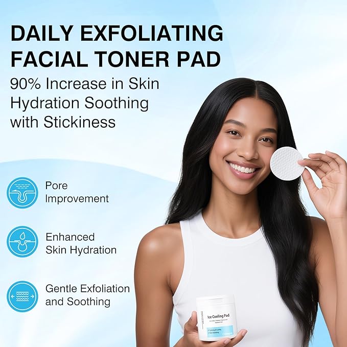Toner Pads Pore Skincare, Ice Cooling Pad for Exfoliation Care 100 Pads with Collagen Extract for Soothing, Moisturizing, Niacinamide Toner for Women Men Skincare, Ideal for All Skin Types