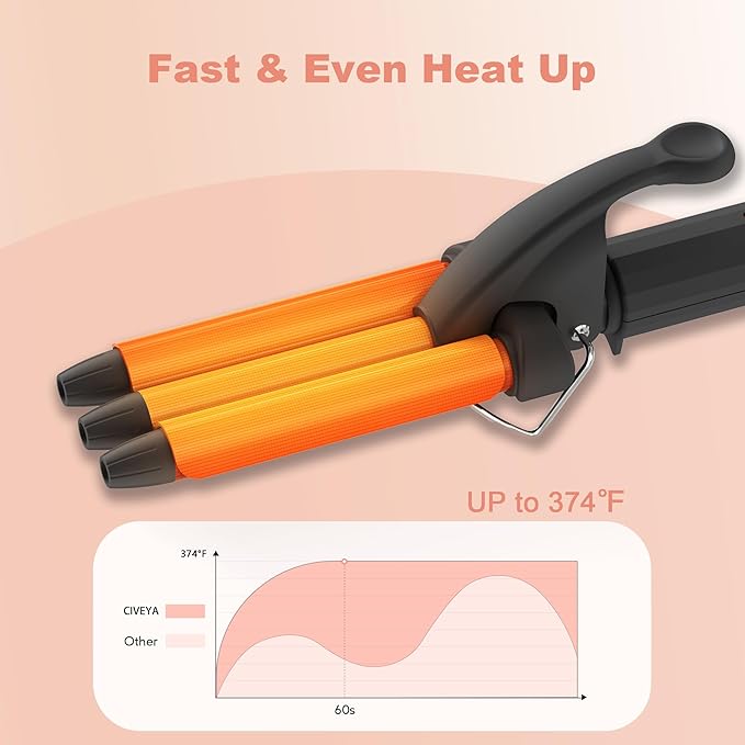 Hair Waver for Short Hair, 1/2 Inch Mini Crimping Iron for Tight Beach Waves, Small Crimper with Argan Oil Infuse Barrels, Easy to Use
