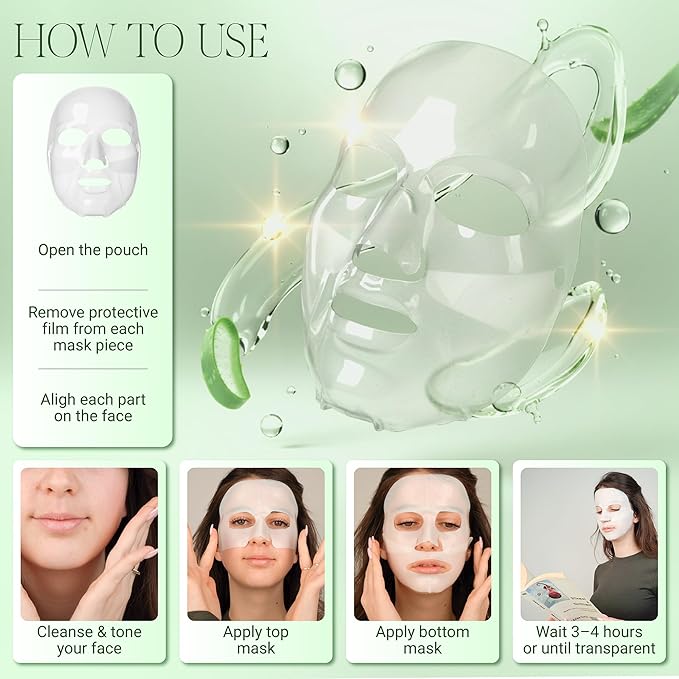 Hydrogel Collagen Face Mask – Deep Hydration Sheet Mask with Aloe Vera, Firming & Anti-Wrinkle Korean Skincare, Spa-Grade Hydrogel Mask for Dry Skin, 4 Pack