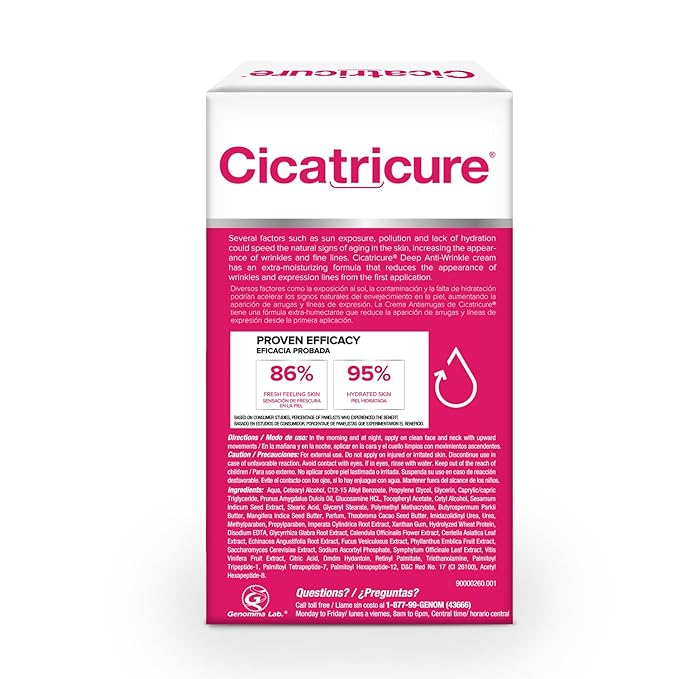 Cicatricure Deep Anti-Wrinkle Face & Neck Cream, Reduces the Appearance of Wrinkles from 1st Use, Face Moisturizer, Anti-Aging Cream, Non-Greasy Wrinkle Cream for Women, Neck Cream, 2.1 Ounces-4 Pack