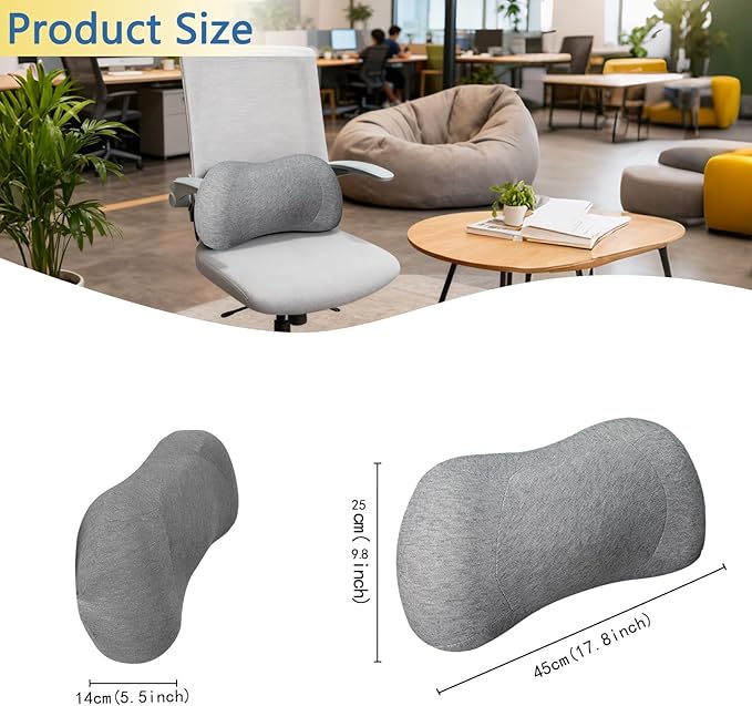 Lumbar Support Pillow, Back Support for Office Chair Car Ergonomic Memory Foam Lumbar Support Pillow Fatigue Relief, Comfort and Support Your Back
