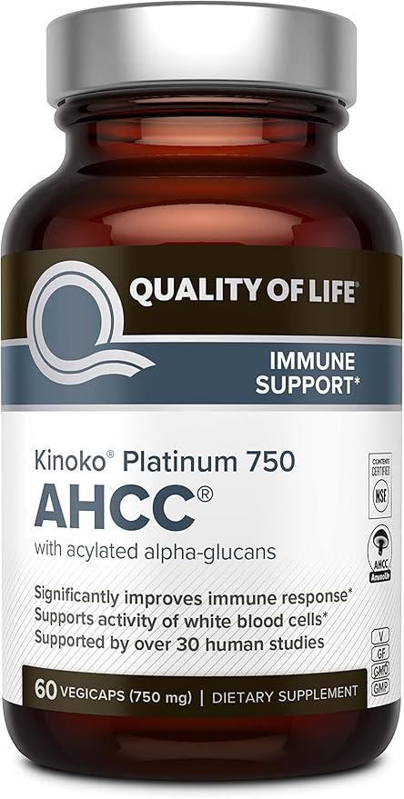Quality of Life Kinoko Platinum AHCC Immune Support and Resveratrol Sustained Release