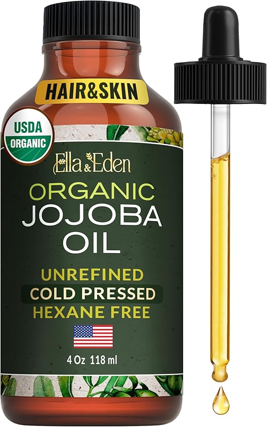 Ella & Eden Organic Rose Water Spray 4oz, Jojoba Oil 4oz, Castor Oil 16oz | Hexane-Free, Cold-Pressed, Unrefined, USDA Certified, 100% Pure | for Face, Skin, Hair