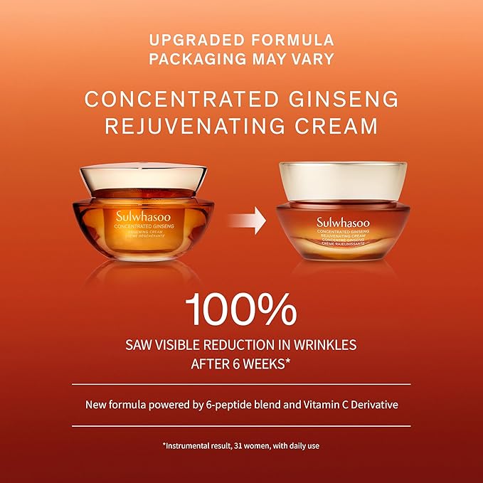 Sulwhasoo Concentrated Ginseng Rejuvenating Cream Mini –Visibly Plump Skin & Wrinkles | Anti-Aging Deep Hydration Moisturizer with Korean Ginseng Actives, Ginseng Peptide & Vitamin C | Korean Skincare