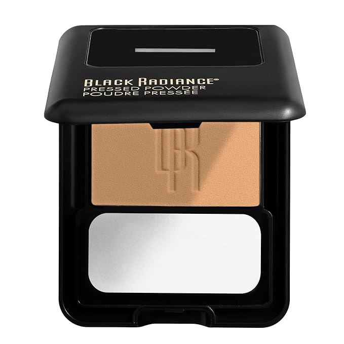 Black Radiance Pressed Powder, Pigment-Rich Matte Finish for Light Skin Tones, Oil-Absorbing Compact with Mirror & Sponge - Crème Fresh (Pack of 2)
