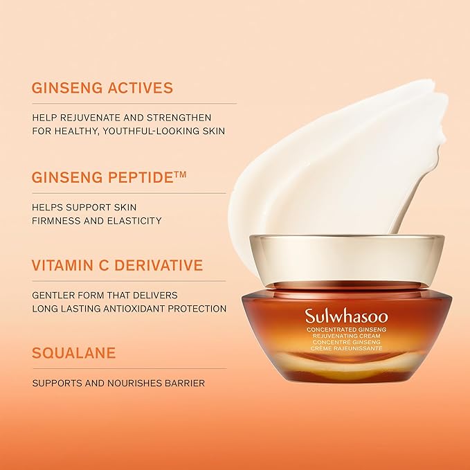 Sulwhasoo Concentrated Ginseng Rejuvenating Cream Mini –Visibly Plump Skin & Wrinkles | Anti-Aging Deep Hydration Moisturizer with Korean Ginseng Actives, Ginseng Peptide & Vitamin C | Korean Skincare