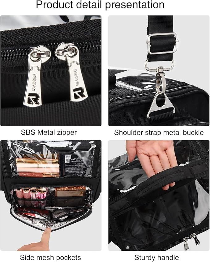 TANTO Makeup Brush Bag, Extra Large Makeup Case Professional Makeup Artist Bag Stand-up Cosmetic Bag Travel Makeup Brush Case with Shoulder Strap and Adjustable Divider