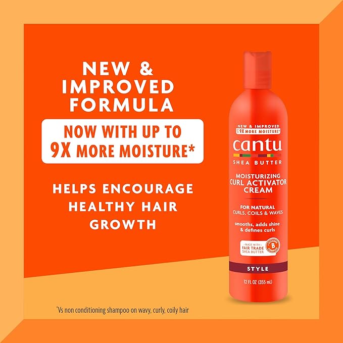 Cantu Moisturizing Curl Activator Cream for Natural Hair with Pure Shea Butter, 12 fl oz (Pack of 2)