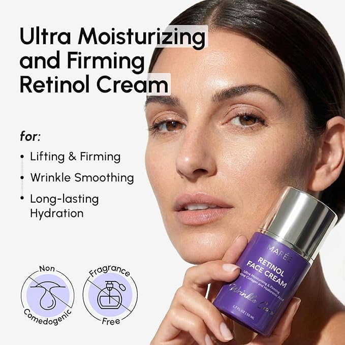 MAREE Face Moisturizer – Retinol Face Cream for Women Moisturizing with Collagen & Hyaluronic Acid – Day & Night Anti-Aging Facial Wrinkle DD Cream Moisturizer for Dry Skin – Crema Para la Cara