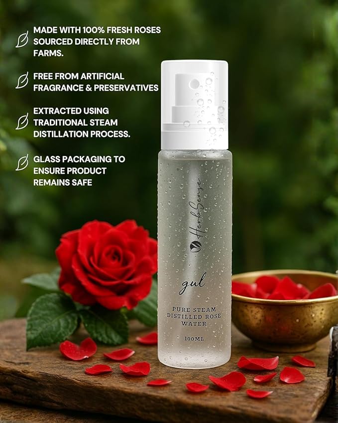 Herb.len.z Gul Pure Steam Distilled Rose Water, 100ml