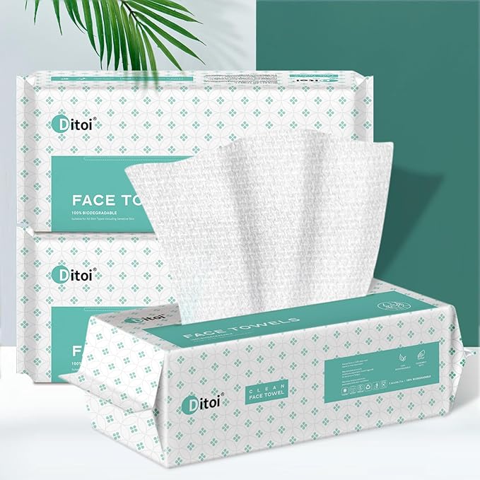 Ditoi Disposable Face Towels,Ultra Soft &Thick Facial Cloths for Makeup Removal, Skincare & Daily Cleansing,Nursing 240 Count