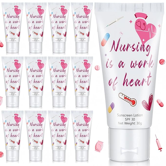12 Pcs Mini Sunscreen Bulk for Summer Travel Size Spf 30 Water Resistant Sunscreen Lotion Bulk for Thank You Gifts Hawaiian Wedding Bridal Party Favors for Pool Wedding (Nurse)